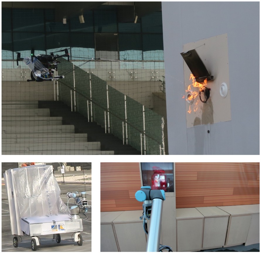 Autonomous Fire Fighting with a UAV-UGV Team at MBZIRC 2020